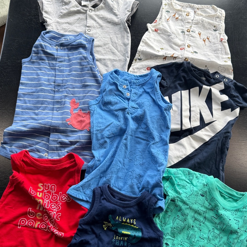 Carter's Baby Rompers in Blue, Red, and Green, Nike Romper, H&M